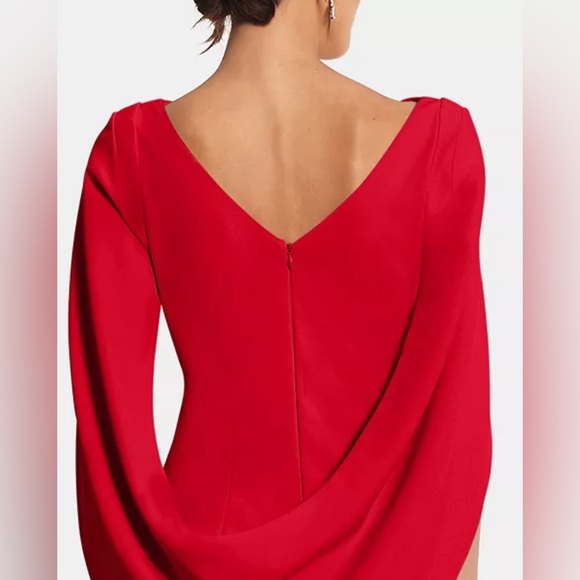 Red caped sheath dress - Picture 4 of 6